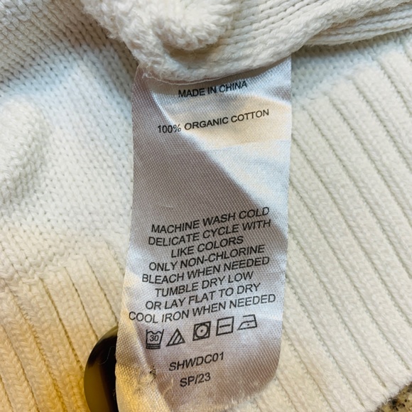 Quince Cropped Cardigan Medium Ivory 100% Organic Cotton Button Up Preppy *Read* - Picture 10 of 13